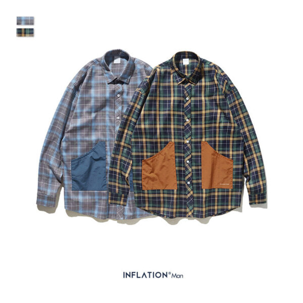 "Enthusiastic Citizen" Frontal Patched Pocket Plaid Full-Sleeve Shirt