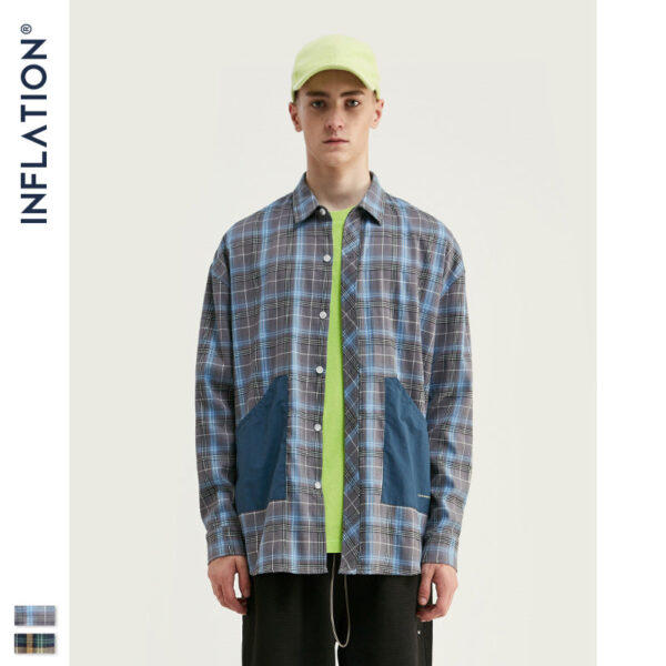 "Enthusiastic Citizen" Frontal Patched Pocket Plaid Full-Sleeve Shirt