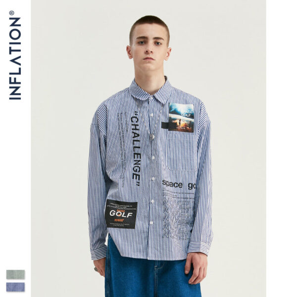"Challenge" Pin Striped Full-Sleeve Shirt