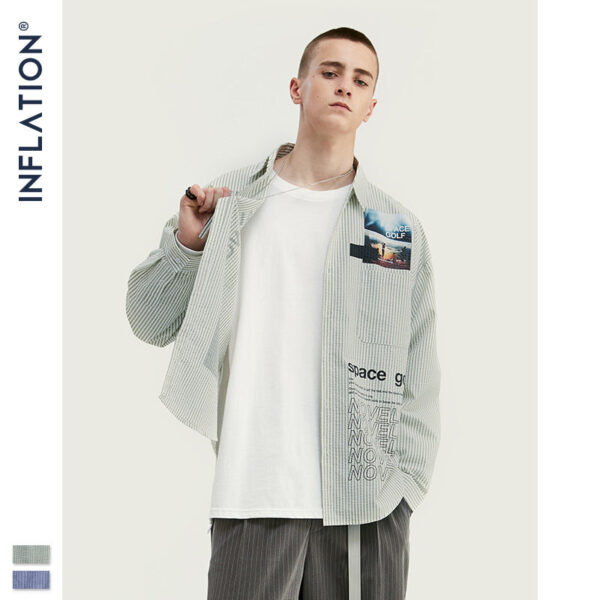 "Challenge" Pin Striped Full-Sleeve Shirt