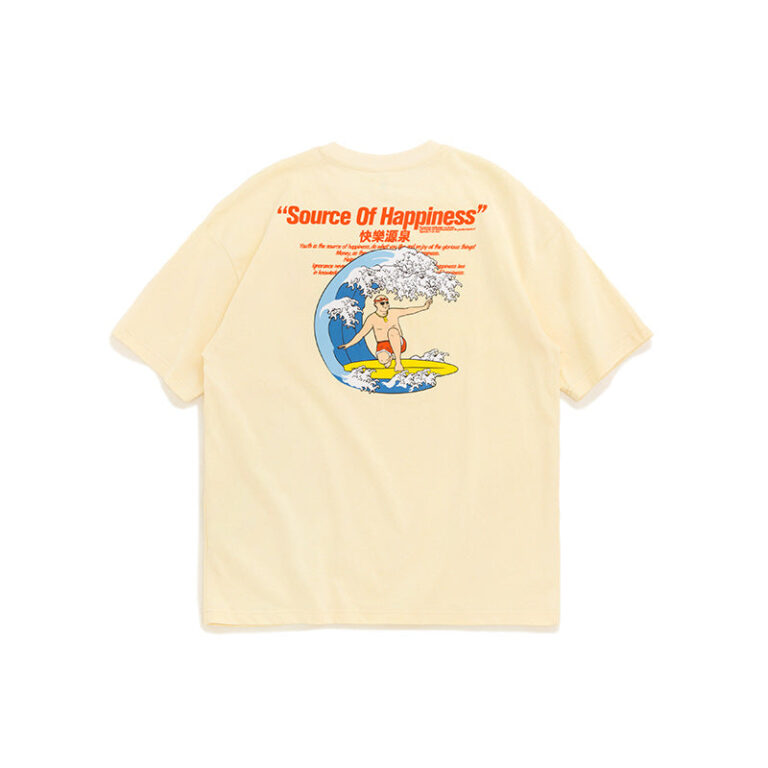 "SOURCE OF HAPPINESS" Surf Printed T-shirt