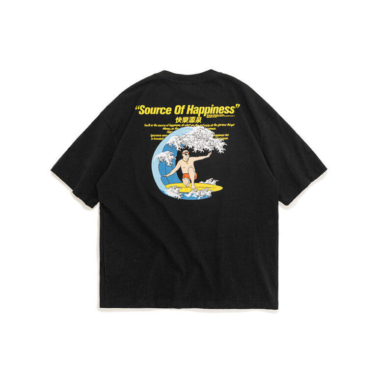 "SOURCE OF HAPPINESS" Surf Printed T-shirt