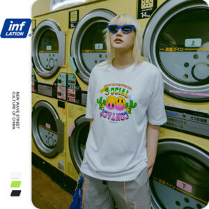 "Social Contact" Smiley Printed T-shirt