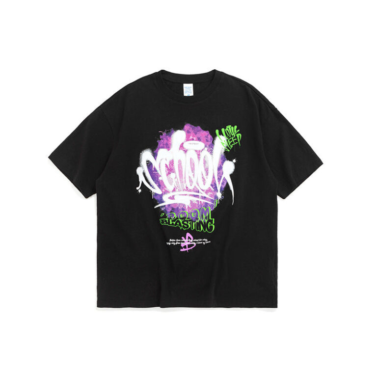 "SCHOOL" Graffiti Printed T-shirt