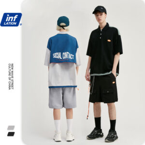 "SOCIAL CONTACT" Printed T-shirt and Shorts Suit