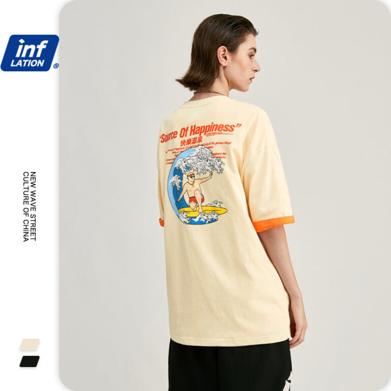 "SOURCE OF HAPPINESS" Surf Printed T-shirt