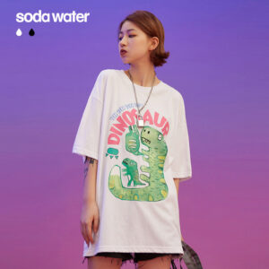 "SHOO SHOO" Dinosaur Hand-Painted Print T-shirt