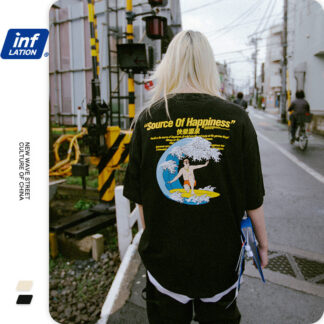 "SOURCE OF HAPPINESS" Surf Printed T-shirt