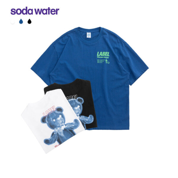 "LABEL THROW AWAY" Bear Printed T-shirt