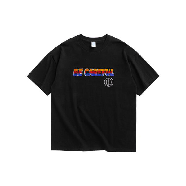 "Be Careful" Rhinestoned Prrinted T-shirt