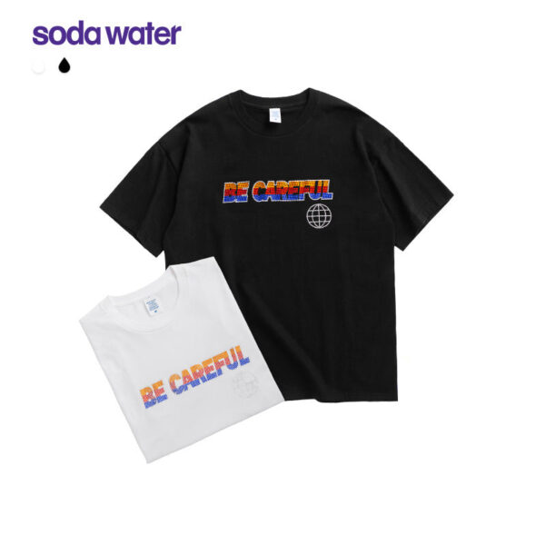 "Be Careful" Rhinestoned Prrinted T-shirt