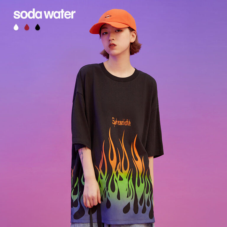BF Flame Printing Oversize Women's T-shirt