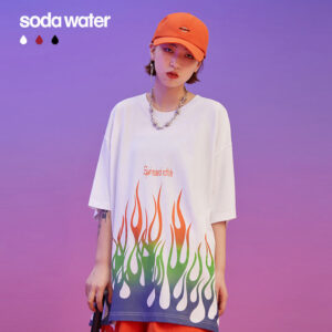 BF Flame Printing Oversize Women's T-shirt