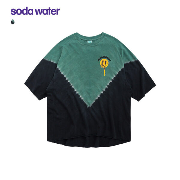 "Hazardous" V Tie-dyed Smiley  Printed T-shirt