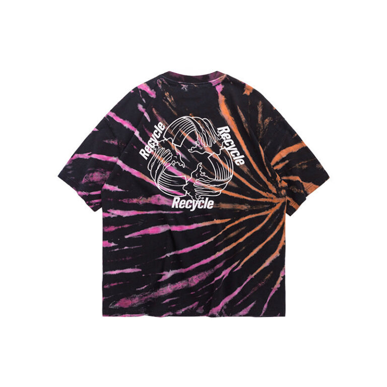 "Recycle" Splatter Split Tie-Dyed T-shirt
