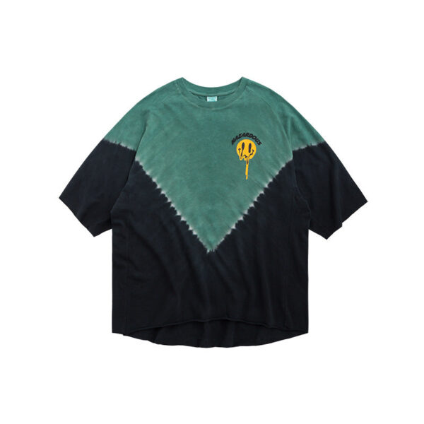 "Hazardous" V Tie-dyed Smiley  Printed T-shirt