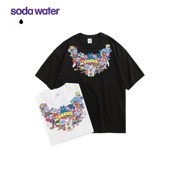 "FOUCS" Cartoon Charachters Printed T-shirt