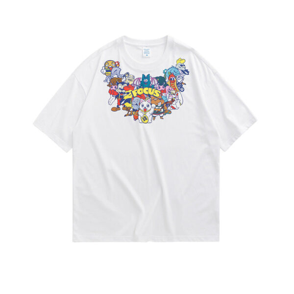 "FOUCS" Cartoon Charachters Printed T-shirt