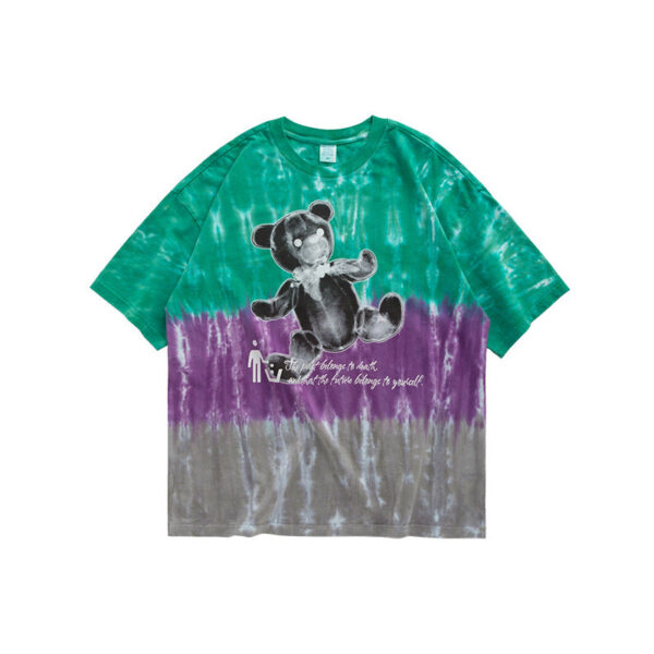 "Bear" Printed Tie-Dyed T-shirt