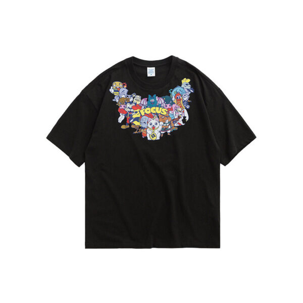"FOUCS" Cartoon Charachters Printed T-shirt