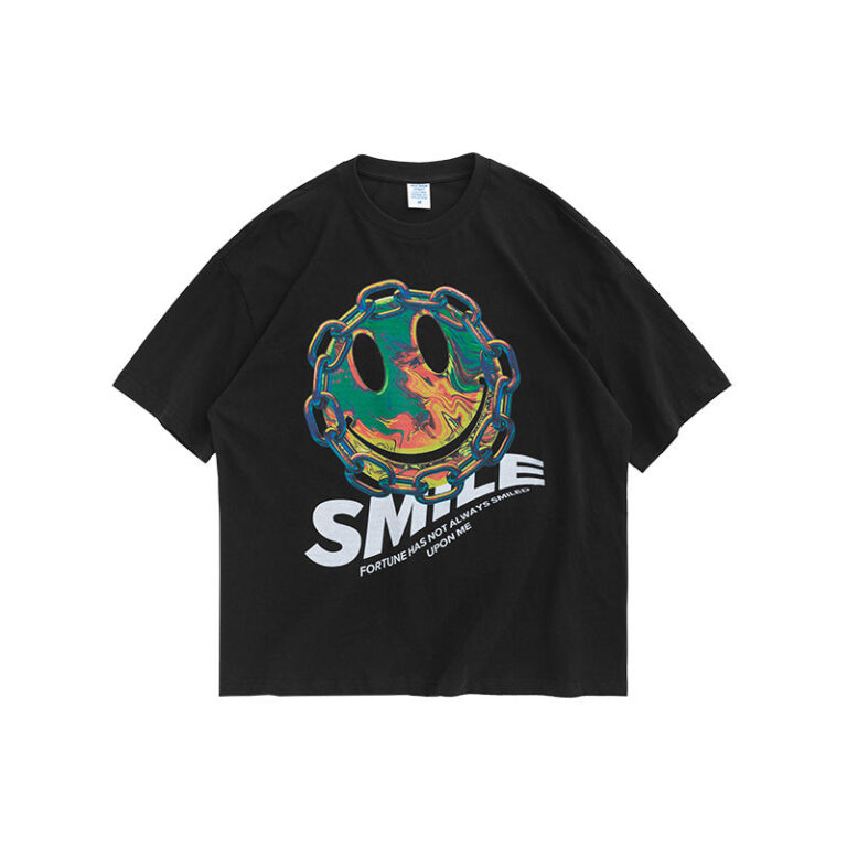 "SMILE" Chained Smile Printed T-shirt