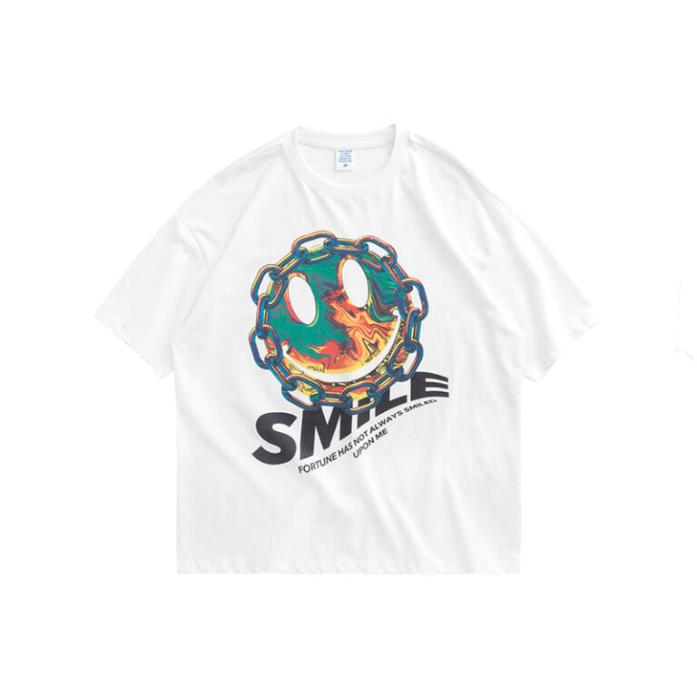 "SMILE" Chained Smile Printed T-shirt