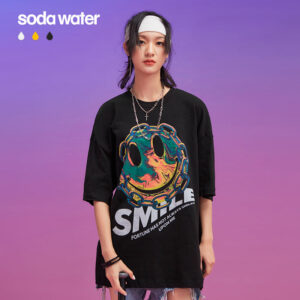 "SMILE" Chained Smile Printed T-shirt