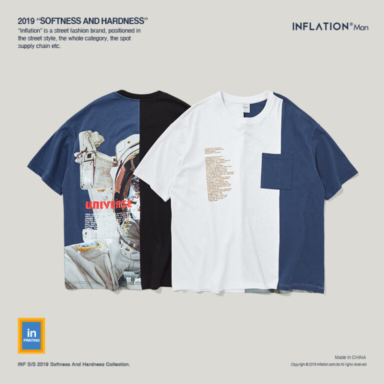 "Universe" Split Patched Printed T-shirt