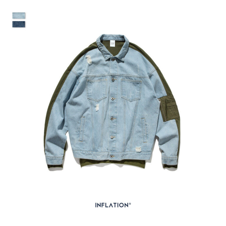 Personality Hole Denim Stitching loose Jacket