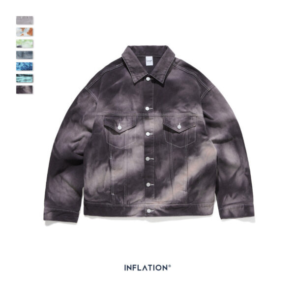 Irregular Multi-colored Tie-dyed Denim Jacket
