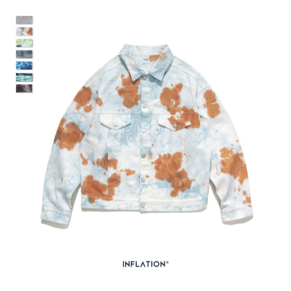 Irregular Multi-colored Tie-dyed Denim Jacket