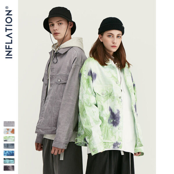 Irregular Multi-colored Tie-dyed Denim Jacket