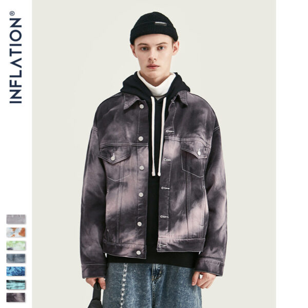 Irregular Multi-colored Tie-dyed Denim Jacket