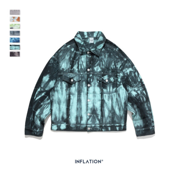 Irregular Multi-colored Tie-dyed Denim Jacket