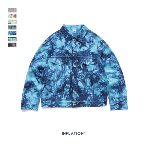 Irregular Multi-colored Tie-dyed Denim Jacket