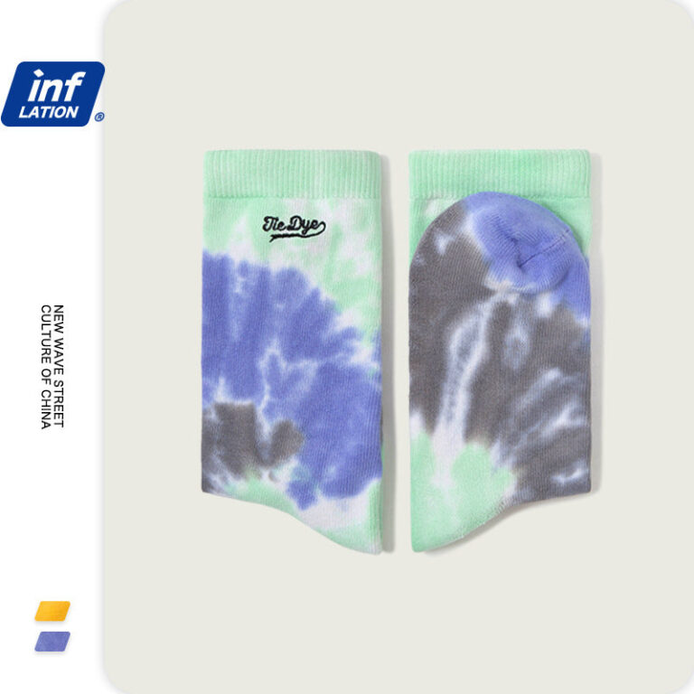 Spiral Tie-Dyed Embroidered Socks