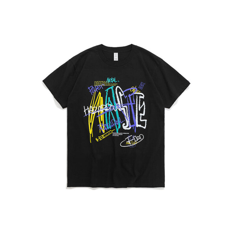 "WASTE" Crayon Printed T-shirt
