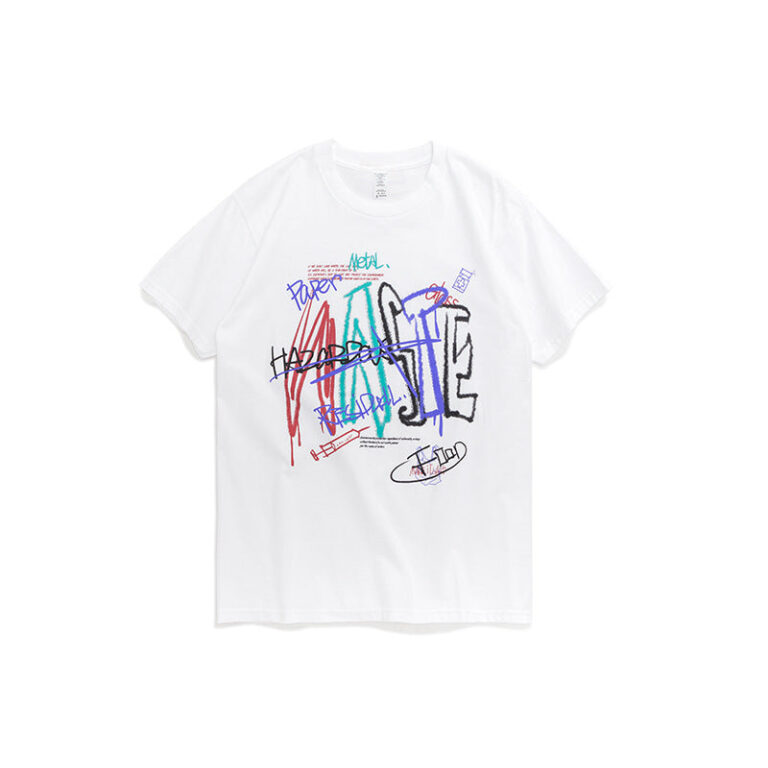 "WASTE" Crayon Printed T-shirt