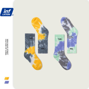 Spiral Tie-Dyed Embroidered Socks