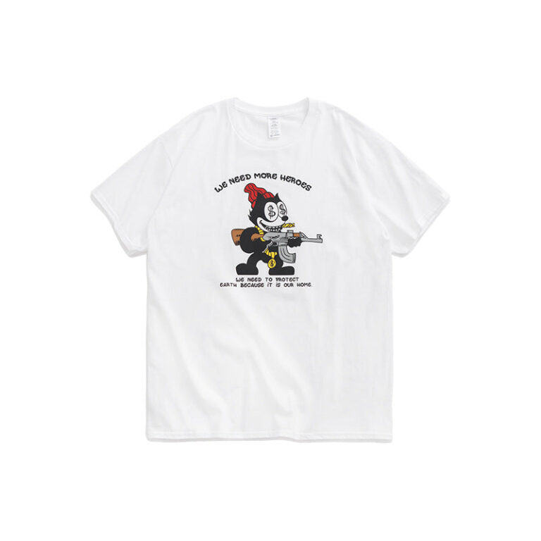 "WE NEED MORE HEROES" Printed T-shirt