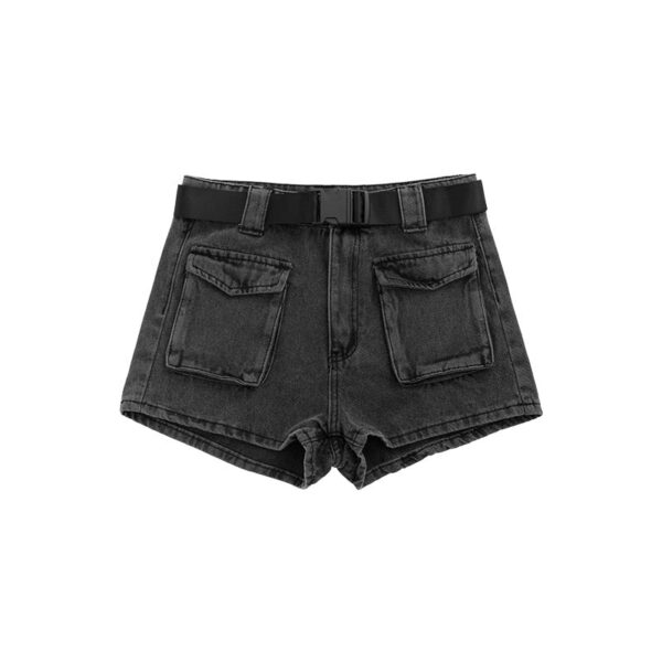 Buckle Belt Tactical Denim Shorts