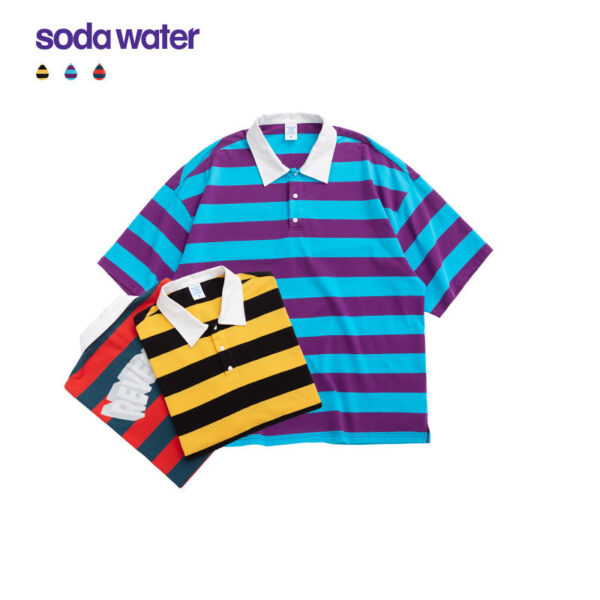 Horizontal Striped Short-Sleeve Polo T-shirt