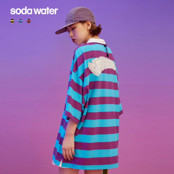 Horizontal Striped Short-Sleeve Polo T-shirt