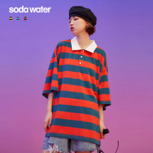 Horizontal Striped Short-Sleeve Polo T-shirt