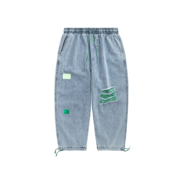 Hemmed Oversized Ripped Jeans