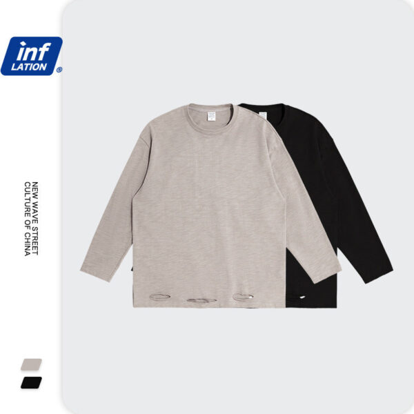 Hem Hole bamboo Long-sleeved T-shirt