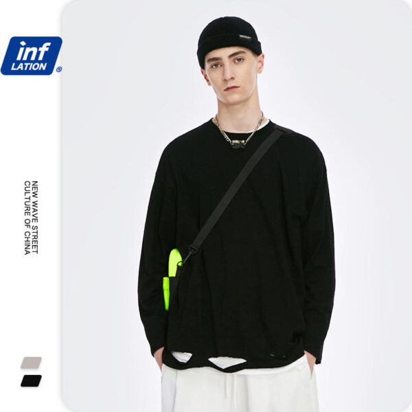 Hem Hole bamboo Long-sleeved T-shirt