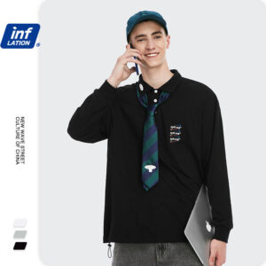 English embroidery lapel collar T-shirt