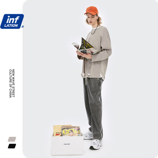 Hem Hole bamboo Long-sleeved T-shirt