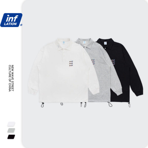 English embroidery lapel collar T-shirt